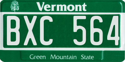 VT license plate BXC564
