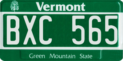 VT license plate BXC565
