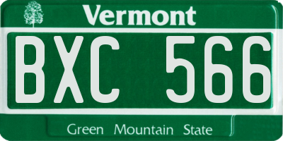 VT license plate BXC566