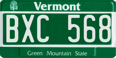 VT license plate BXC568