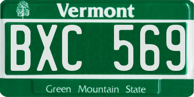 VT license plate BXC569