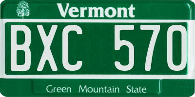 VT license plate BXC570
