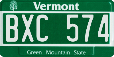 VT license plate BXC574