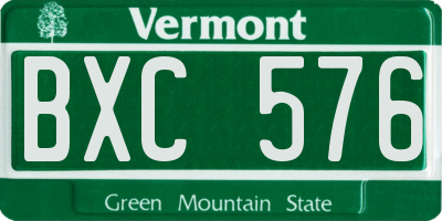 VT license plate BXC576