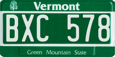VT license plate BXC578