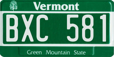 VT license plate BXC581
