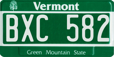 VT license plate BXC582