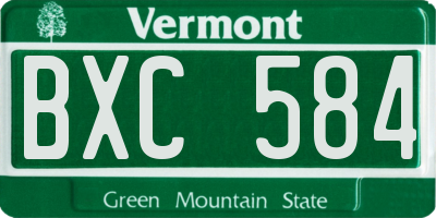 VT license plate BXC584