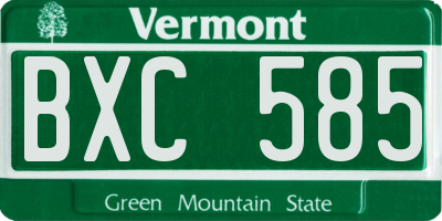 VT license plate BXC585