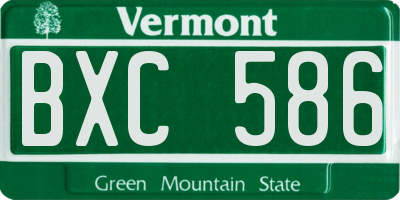VT license plate BXC586