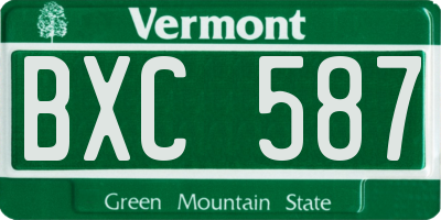 VT license plate BXC587