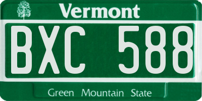VT license plate BXC588