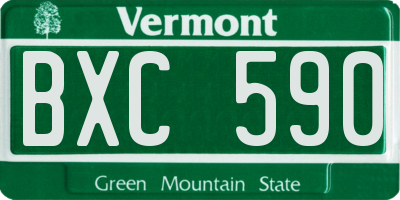 VT license plate BXC590
