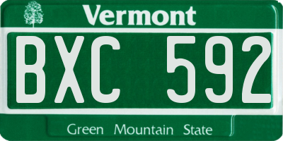 VT license plate BXC592
