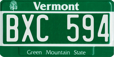 VT license plate BXC594