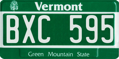 VT license plate BXC595