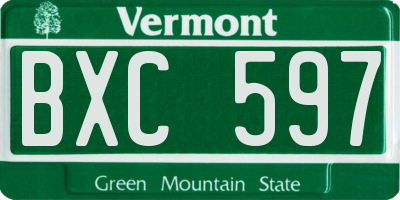 VT license plate BXC597