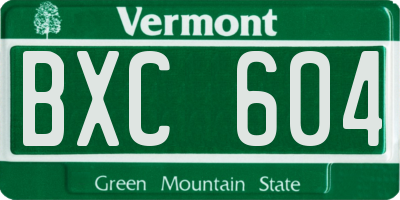 VT license plate BXC604