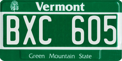 VT license plate BXC605