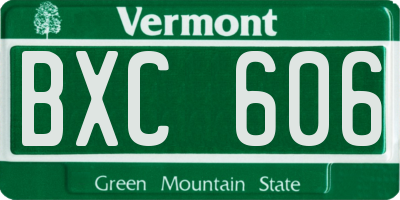 VT license plate BXC606