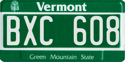 VT license plate BXC608