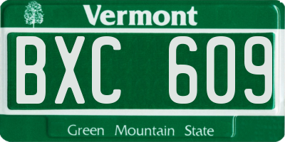 VT license plate BXC609