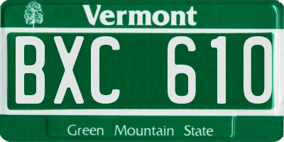 VT license plate BXC610