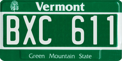 VT license plate BXC611