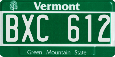 VT license plate BXC612