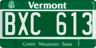 VT license plate BXC613