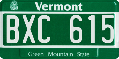VT license plate BXC615