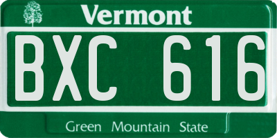 VT license plate BXC616