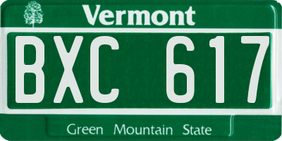 VT license plate BXC617