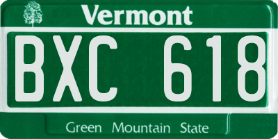 VT license plate BXC618