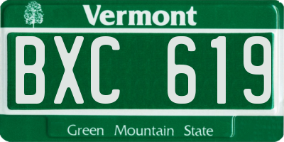 VT license plate BXC619