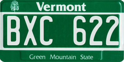 VT license plate BXC622