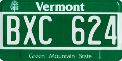 VT license plate BXC624