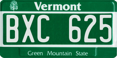 VT license plate BXC625