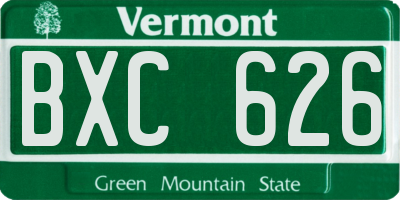 VT license plate BXC626