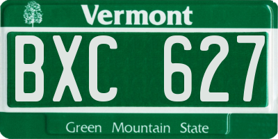 VT license plate BXC627
