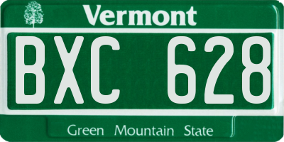 VT license plate BXC628