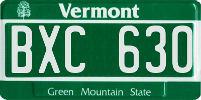 VT license plate BXC630
