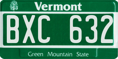 VT license plate BXC632