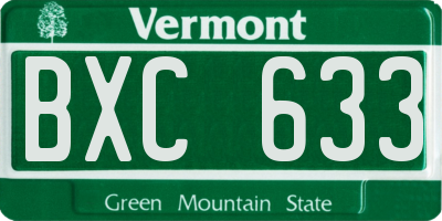 VT license plate BXC633