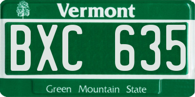 VT license plate BXC635