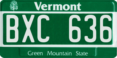 VT license plate BXC636