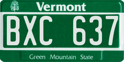 VT license plate BXC637