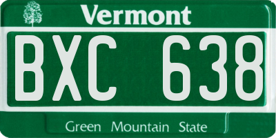 VT license plate BXC638