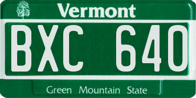 VT license plate BXC640