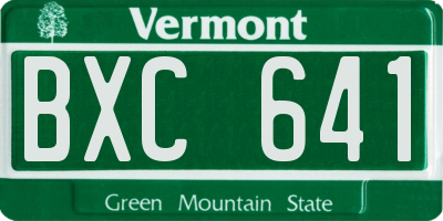 VT license plate BXC641